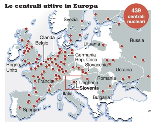 mappa centrali nucleari attive