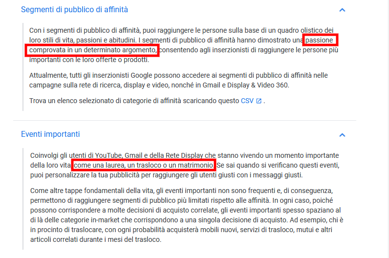 Targetizzazione Google